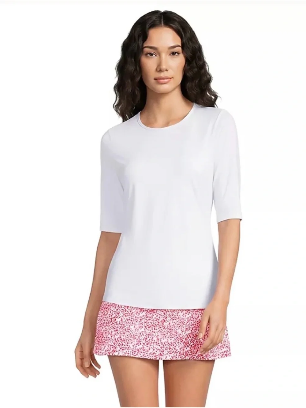 Lands' End Swim Tee Rash Guard UPF 50 in White Size - M/L or 10-12  **NWOT**